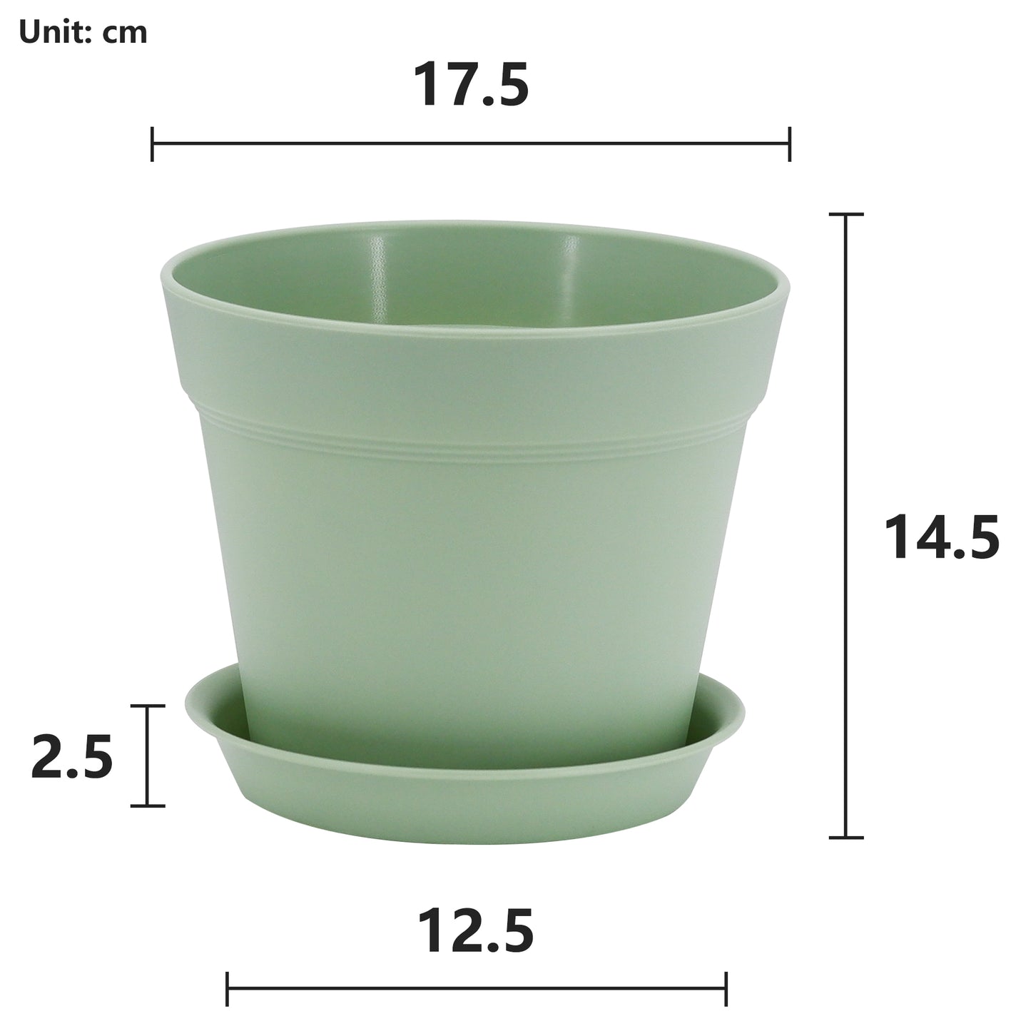 6 Pots de Fleurs en Plastique Plantes, avec Trous de Drainage 17,5 cm,Vert