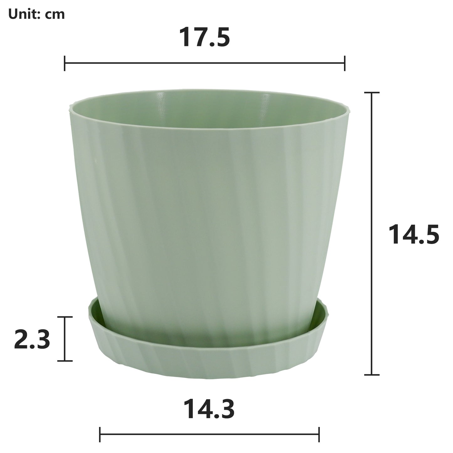 6 Pots de Fleurs en Plastique Plantes, avec Trous de Drainage 17,5 cm Vert