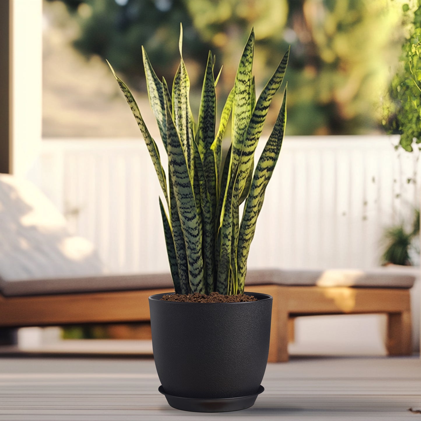 Gardrium Plastic Planter, Plant Pot for Indoor Outdoor, 12/10/9 inch Set of 3, Black