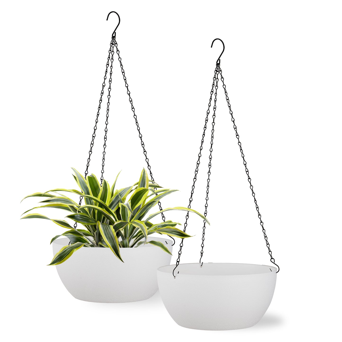 12in Hanging Plant Pot, Plant Flower Pot with Drainage Hole (2-Pack),White