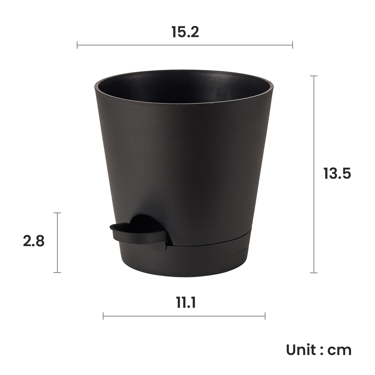 Kunststoff Blumentopf mit Untersetzer (15,2 cm) 6er-Set Plastik Übertopf Kräutertopf mit Mehrere Ablauflöchern,Schwarz
