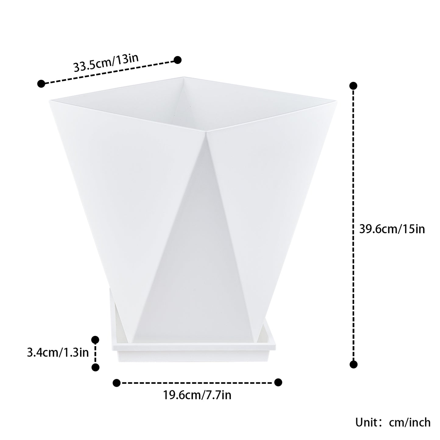 13'' Large plant pot with Drainage Hole set of 2, White