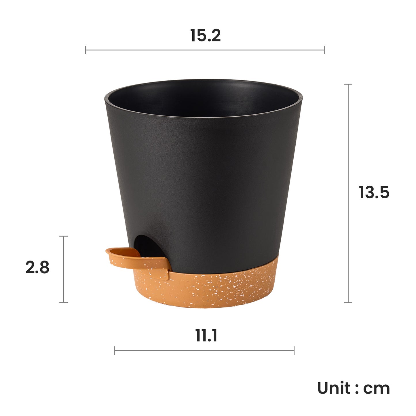 Kunststoff Blumentopf mit Untersetzer (15,2 cm) 6er-Set Plastik Übertopf Kräutertopf mit Mehrere Ablauflöchern,Schwarz mit braunem Untersetzer