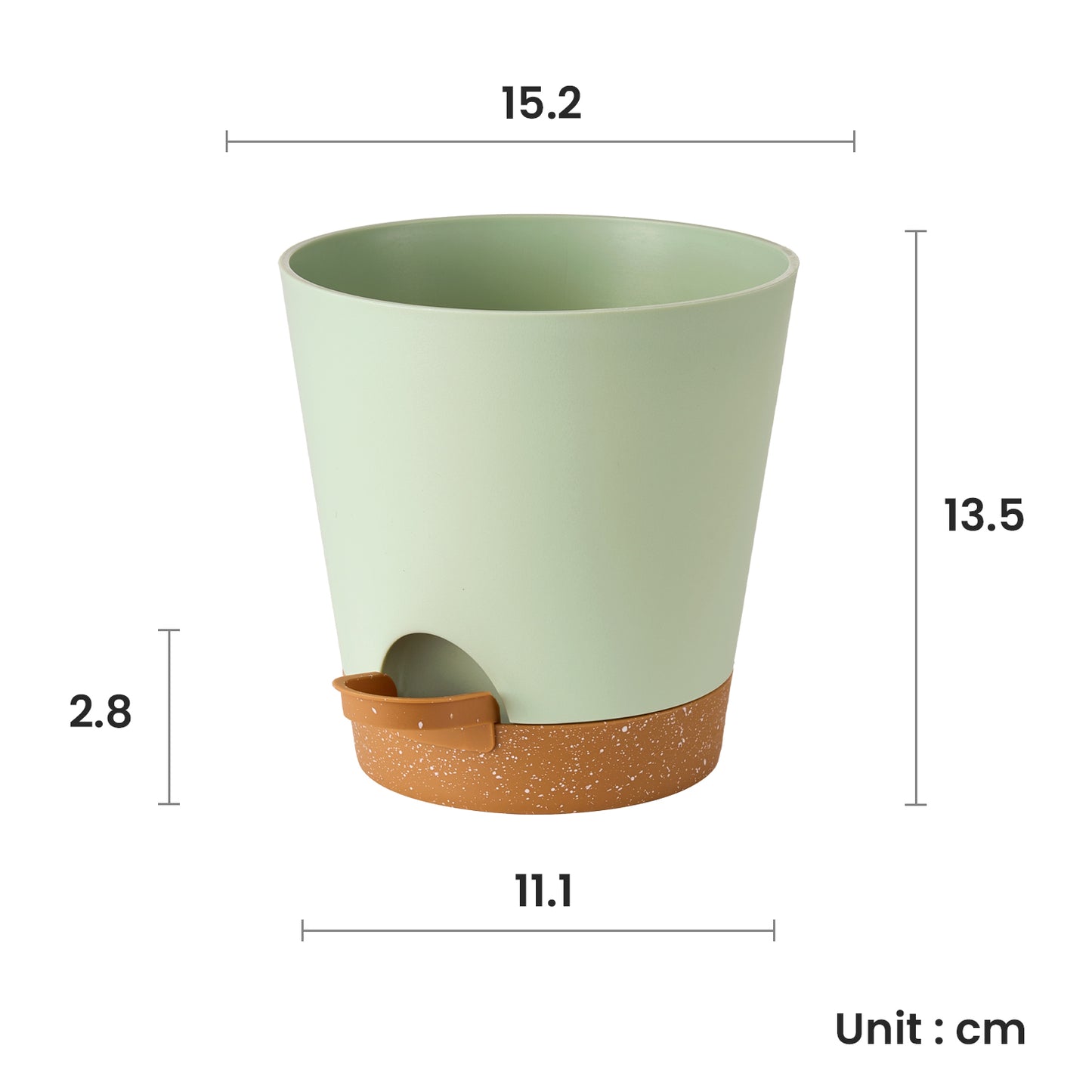 Kunststoff Blumentopf mit Untersetzer (15,2 cm) 6er-Set Plastik Übertopf Kräutertopf mit Mehrere Ablauflöchern,Grün mit braunem Untersetzer