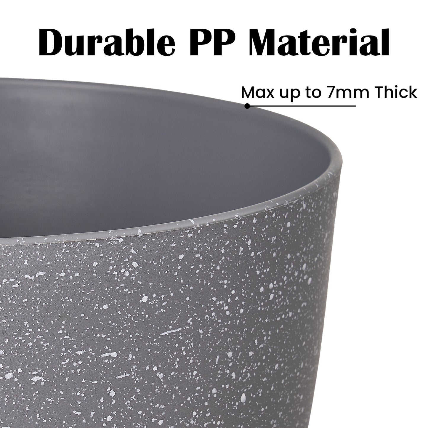 Self-watering Plant Pot, Plastic Planters - Set of three 12 / 10 / 9 Inches, Speckled Gray