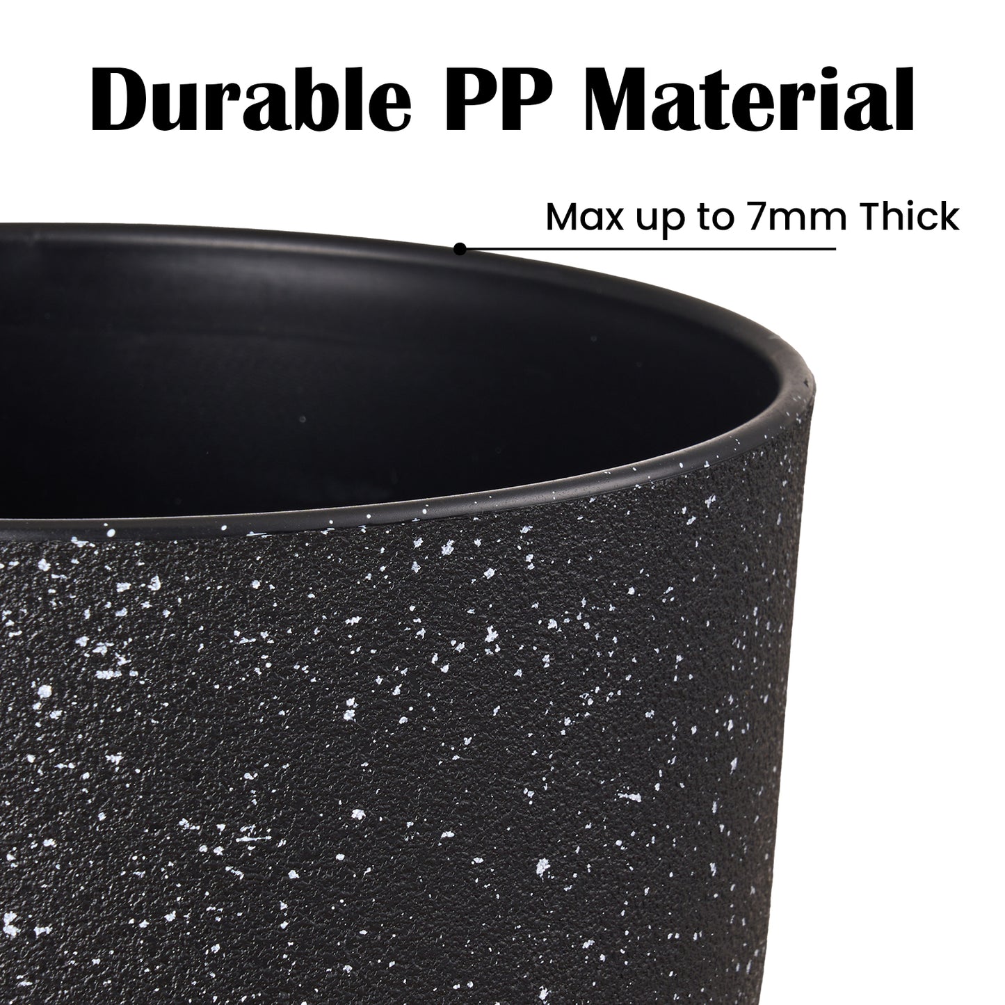 Gardrium Plastic Planter, Plant Pot for Indoor Outdoor, 12 / 10 / 9 inch Set of 3,Speckled Black