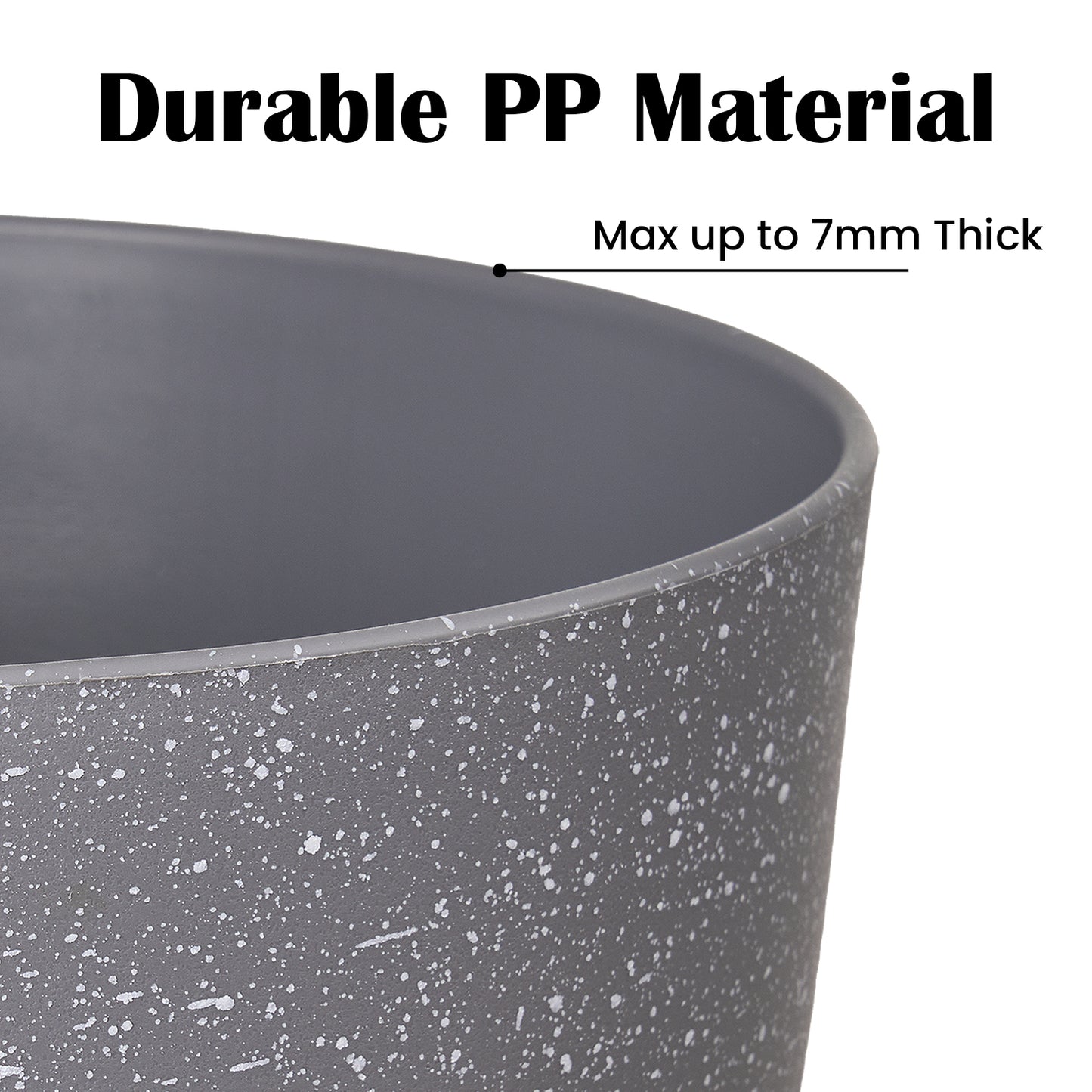 Gardrium Plastic Planter, Plant Pot for Indoor Outdoor, 12/10/9 inch Set of 3, Speckled Cement Gray