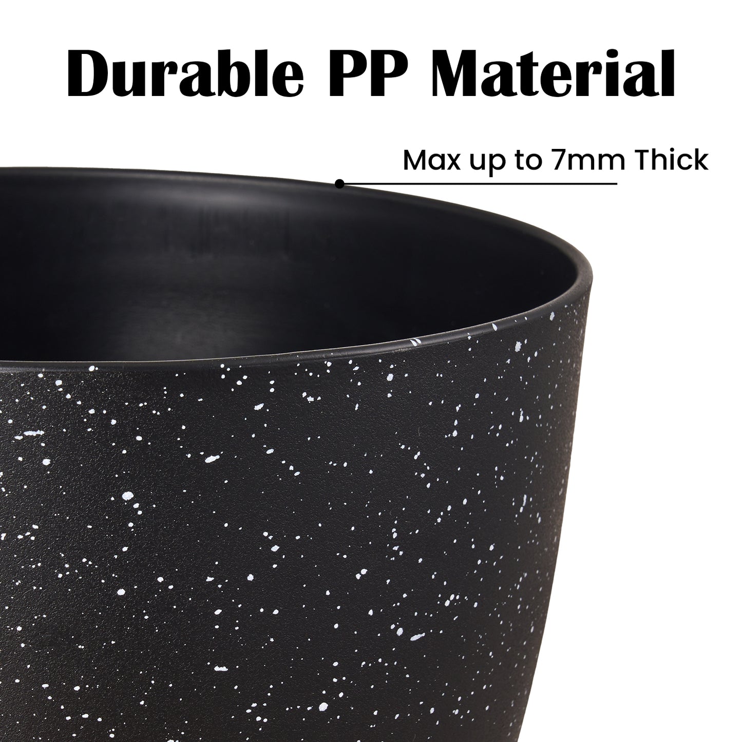Self-watering Plant Pot, Plastic Planters Set of 3, 12 / 10 / 9 inches, Speckled Black