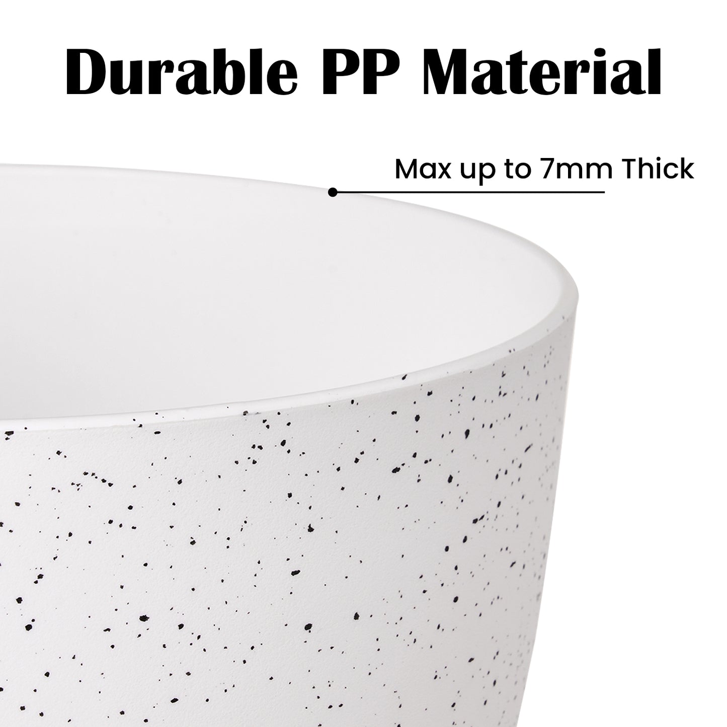 Self-watering Plant Pot, Plastic Planters - Set of three 12 / 10 / 9 inches, Speckled White