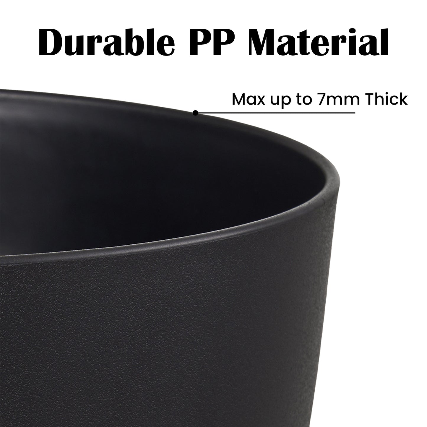 Self-watering Plant Pot, Plastic Planters - Set of three 12 / 10 / 9 Inches, Pure Black