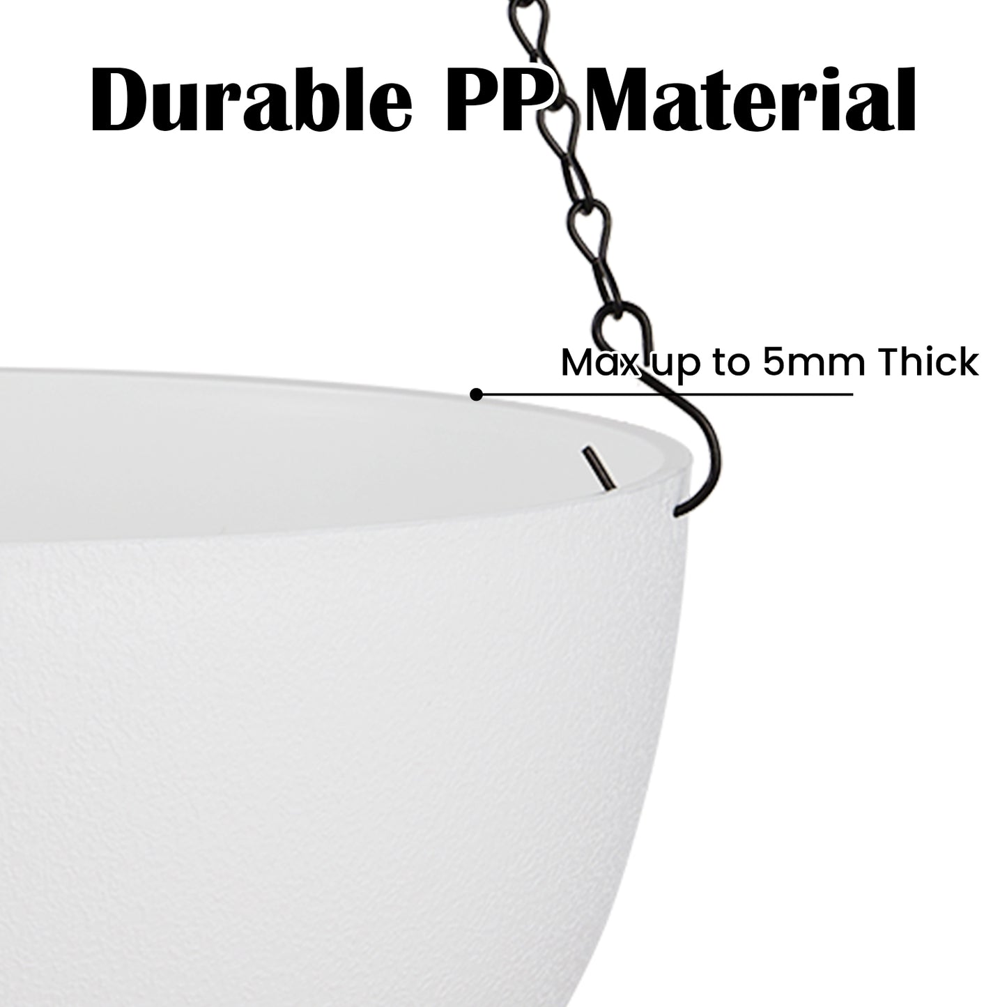 12in Hanging Plant Pot, Plant Flower Pot with Drainage Hole (2-Pack),White