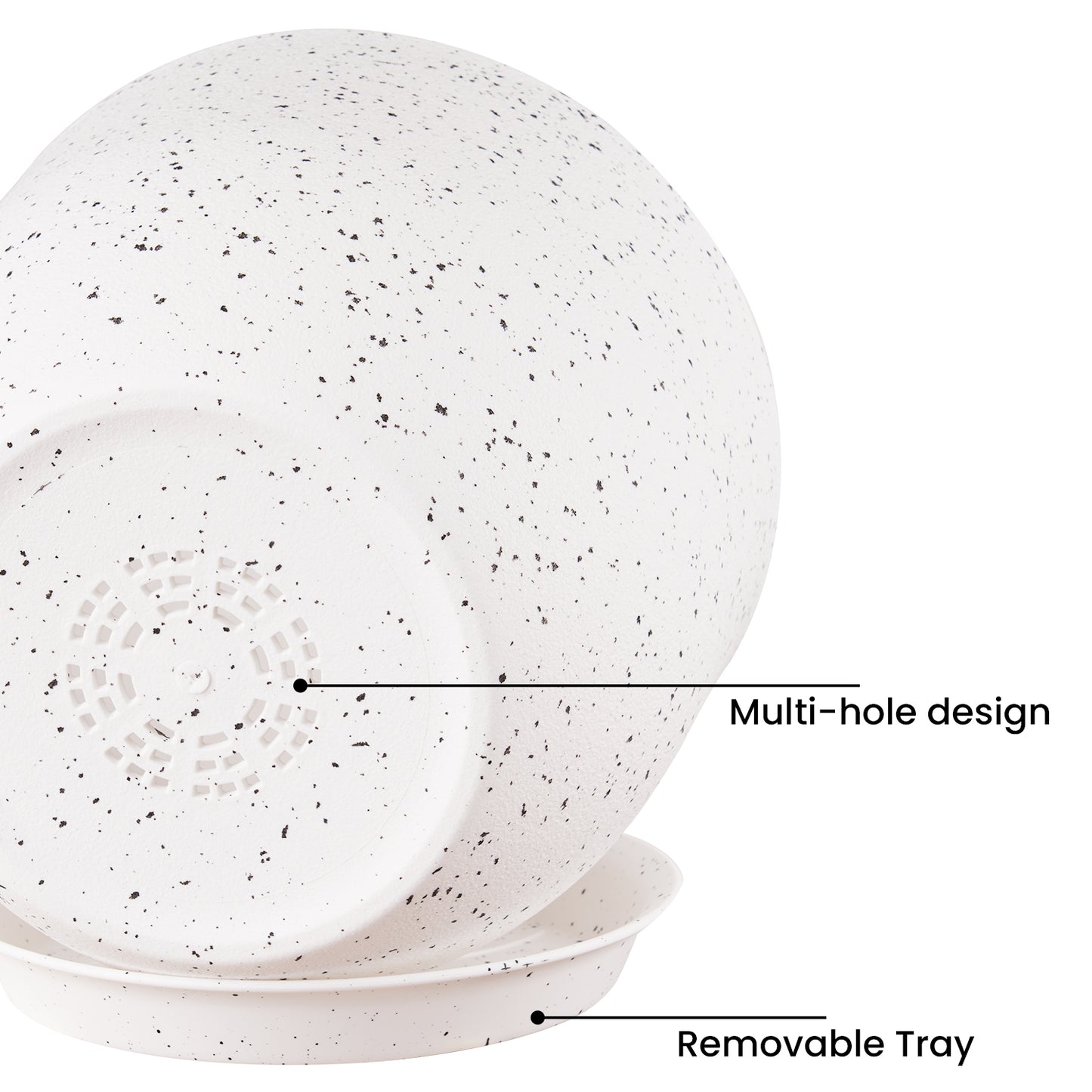 Gardrium Plastic Planter, Plant Pot for Indoor Outdoor, 10/9/8 inch Set of 3, Speckled White