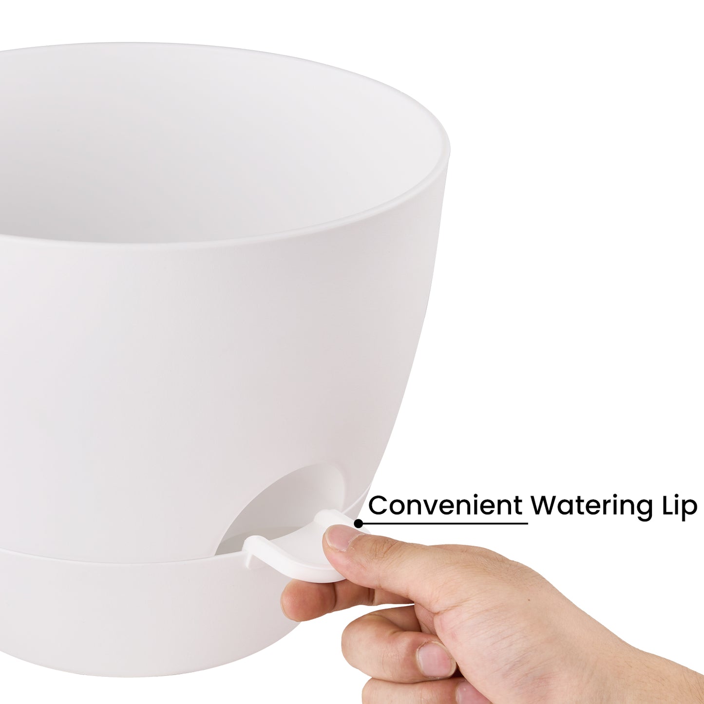 Self-watering Plant Pot, Plastic Planters - Set of three 12 / 10 / 9 inches, Pure White