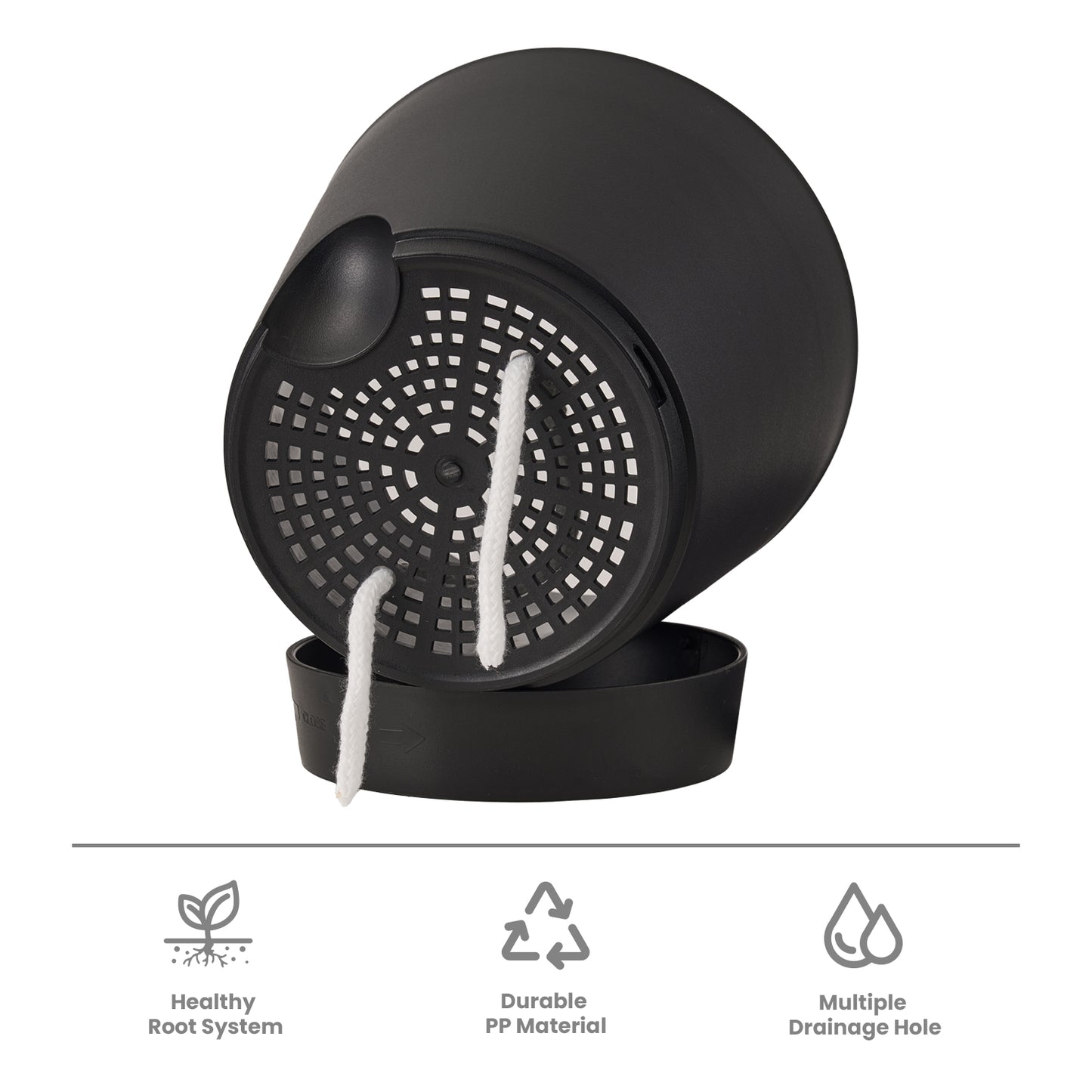 Kunststoff Blumentopf mit Untersetzer (15,2 cm) 6er-Set Plastik Übertopf Kräutertopf mit Mehrere Ablauflöchern,Schwarz