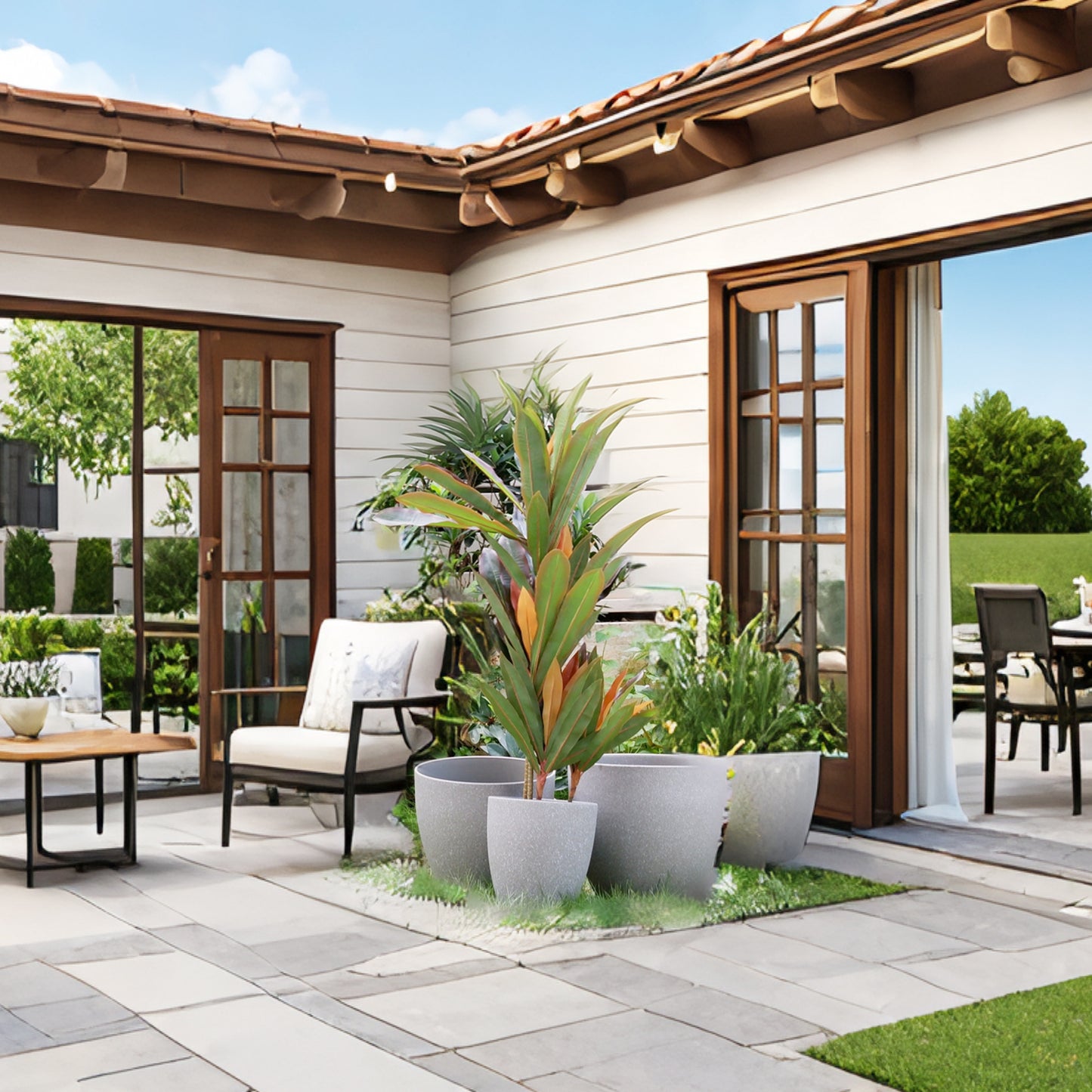 Gardrium Indoor and Outdoor Planter 15/13/10 inch Set of 3, White