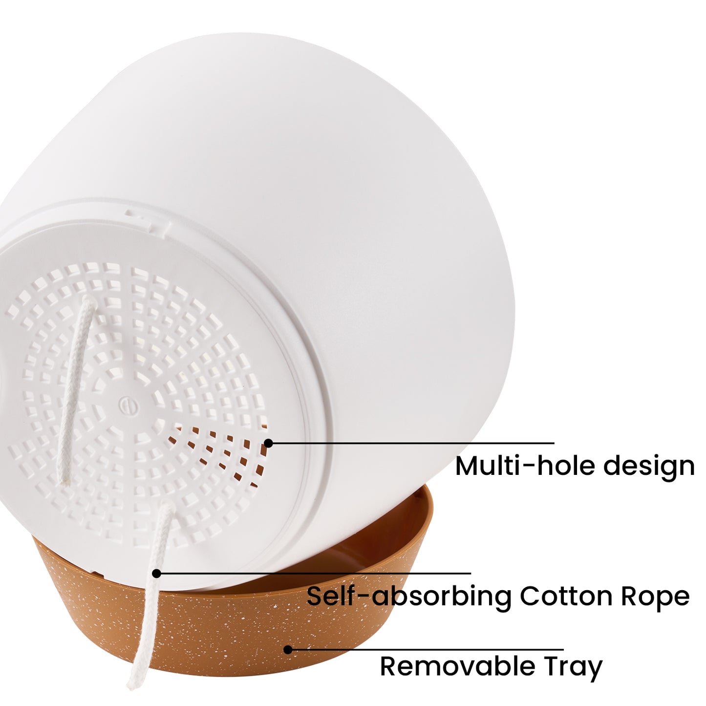 Gardrium 12'' Self watering planter pot set of 2, White & Brown