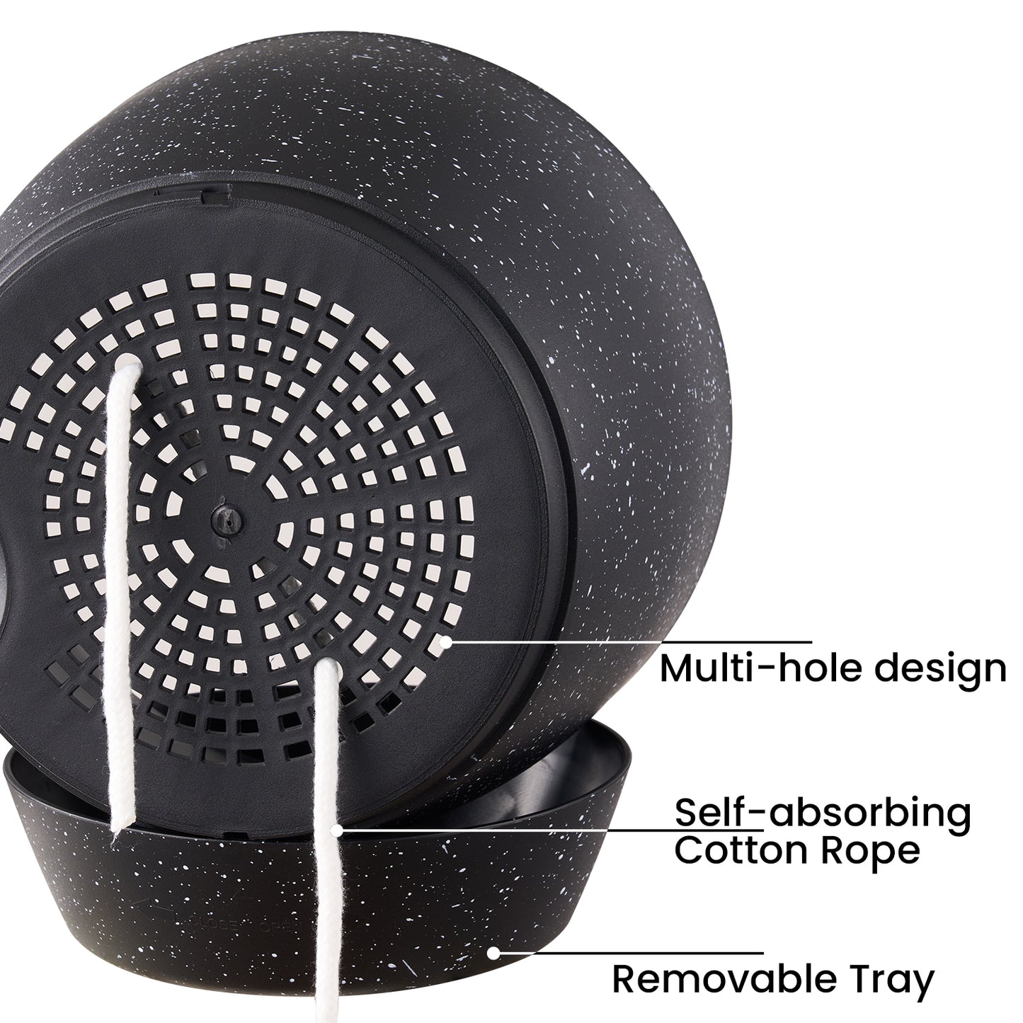 Self-watering Plant Pot, Plastic Planters Set of 3, 12 / 10 / 9 inches, Speckled Black