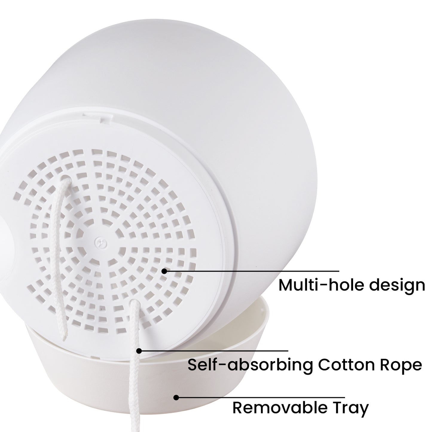 Self-watering Plant Pot, Plastic Planters - Set of three 12 / 10 / 9 inches, Pure White