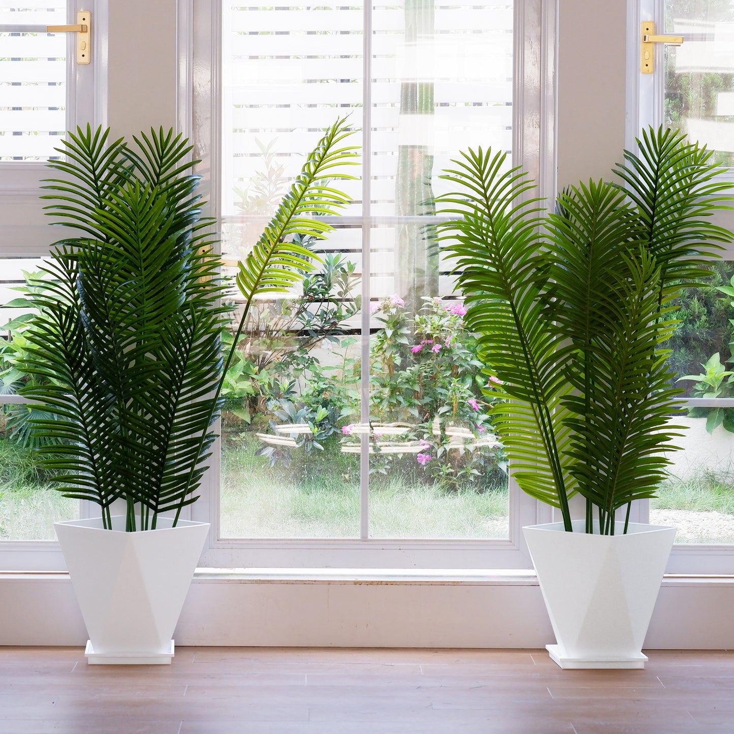 13'' Large plant pot with Drainage Hole set of 2, White