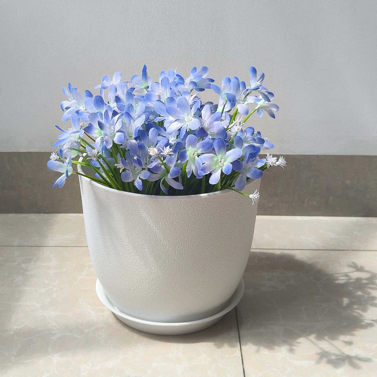 Kunststoff Blumentopf Pflanzentopfs mit Untersetzer (22,9-20,3-19 cm) 3er-Set,weiß
