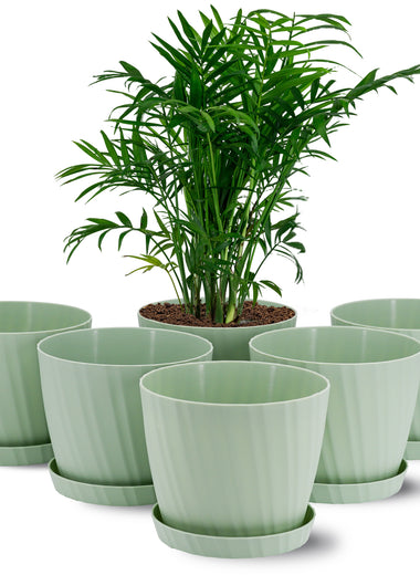 6 Pots de Fleurs en Plastique Plantes, avec Trous de Drainage 17,5 cm Vert