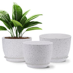 Lot de 3 Pots 25,4/22,9/20,3 cm de Fleurs en Plastique Plantes, Blanc moucheté