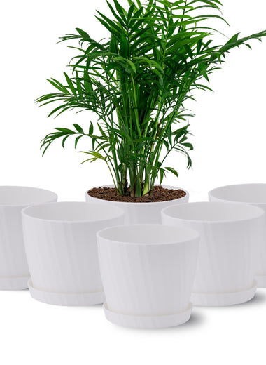 6 Pots de Fleurs en Plastique Plantes, avec Trous de Drainage 17,5 cm Blanche