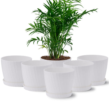 6 Pots de Fleurs en Plastique Plantes, avec Trous de Drainage 17,5 cm Blanche