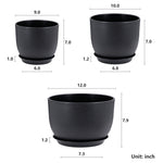 Lot de 3 Pots 30,5/25,4/22,9 cm de Fleurs en Plastique Plantes,Noir