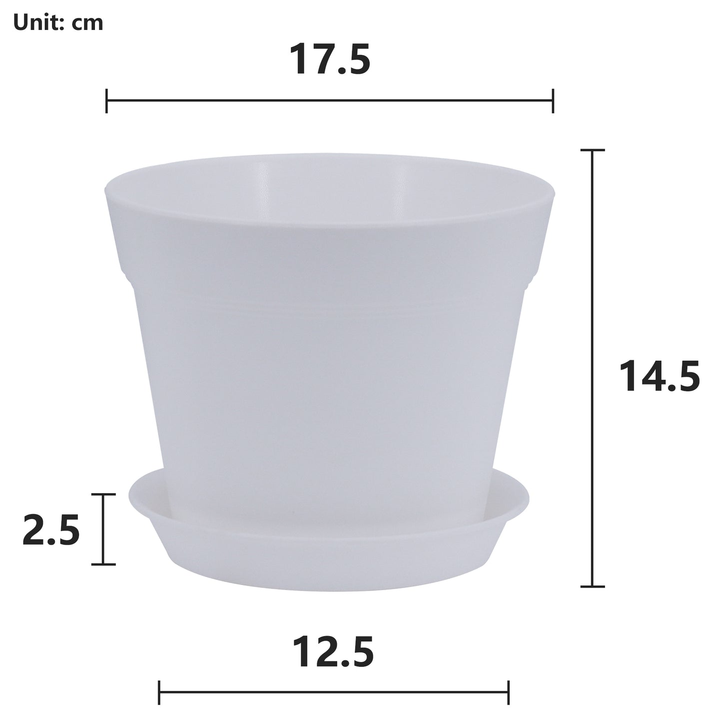 6 Pots de Fleurs en Plastique Plantes, avec Trous de Drainage 17,5 cm,Blanche