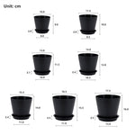 7 Pots de Fleurs en Plastique Plantes, avec Trous de Drainage, Gris moucheté 17,5/16,5/15,3/14 / 13/11,5/10 cm, Noir