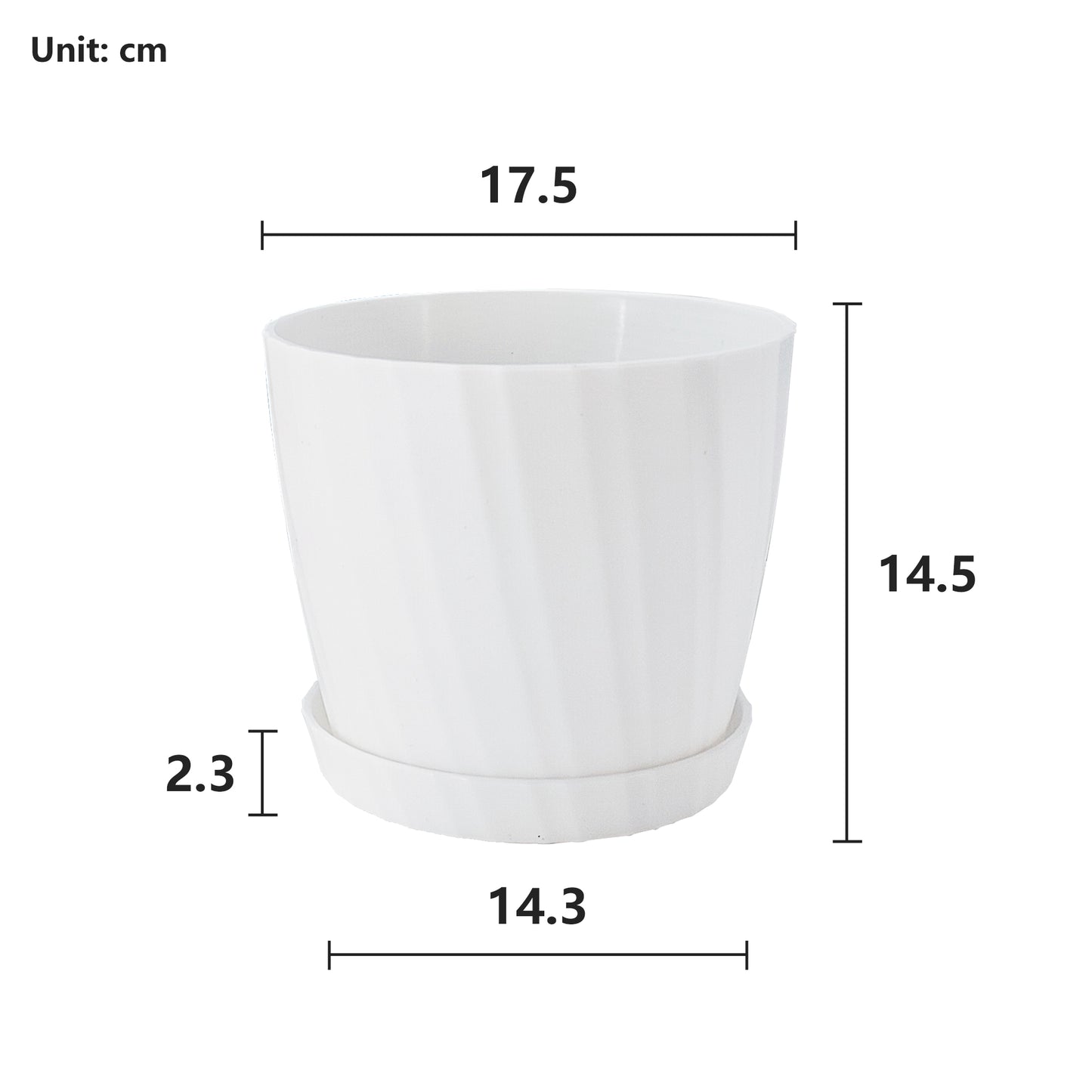 6 Pots de Fleurs en Plastique Plantes, avec Trous de Drainage 17,5 cm Blanche