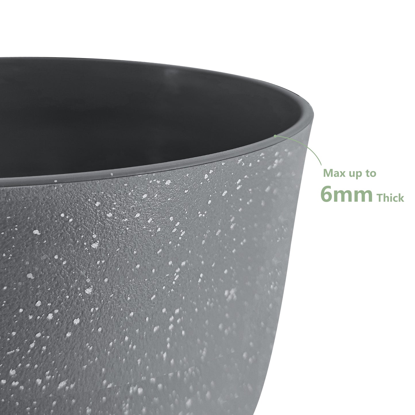Lot de 3 Pots 25,4/22,9/20,3 cm de Fleurs en Plastique Plantes, Gris moucheté