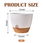 Gardrium 12'' Self watering planter pot set of 2, White & Brown