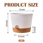 12'' Self watering planter pot set of 2, White & Brown