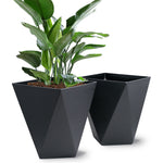 11'' Large plant pot with Drainage Hole set of 2, Black