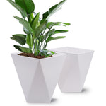 11'' Large plant pot with Drainage Hole set of 2, White