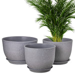 Lot de 3 Pots 30,5/25,4/22,9 cm de Fleurs en Plastique Plantes,Gris moucheté