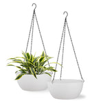 12in Hanging Plant Pot, Plant Flower Pot with Drainage Hole (2-Pack)，White