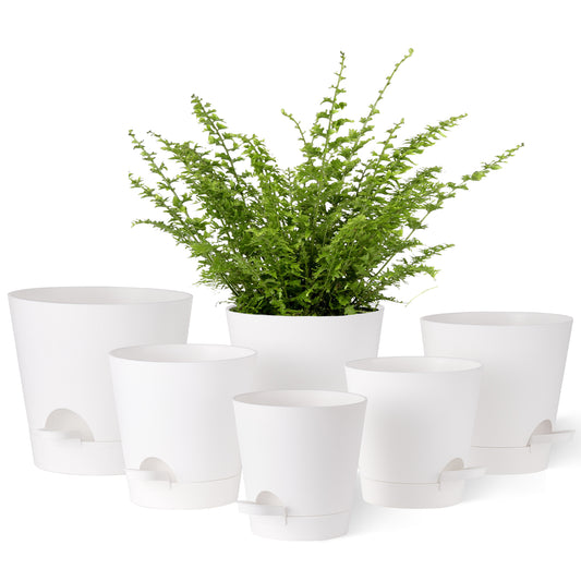 Kunststoff Blumentopf Pflanzentopfs (20,3-17,8-16,5-15,2-14-12,7cm) 6er-Set,weiß