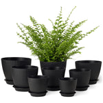 Kunststoff Blumentopf Pflanzentopfs (19-17,8-16,5-15,2-14-12,7-11,4-10.2 cm) 8er-Set, Schwarz