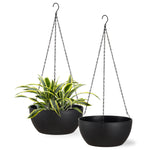 12in Hanging Plant Pot, Plant Flower Pot with Drainage Hole (2-Pack)，Black