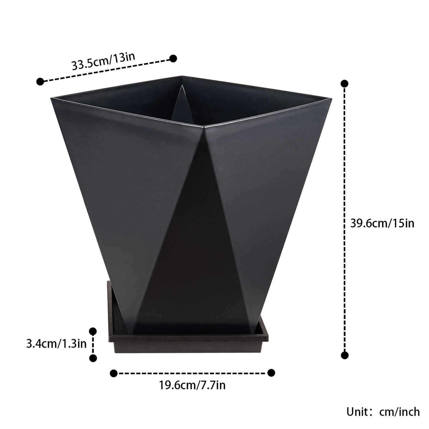 Grand pot de fleurs de 11 po avec trou de drainage, lot de 2, noir