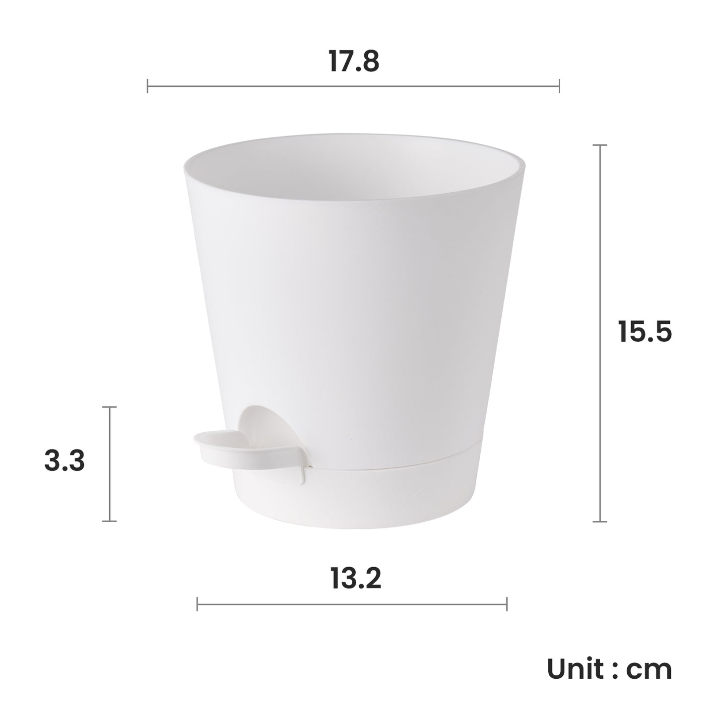 Pflanzentopfs mit Untersetzer (17,8 cm) 3er-Set, Plastik Übertopf Kräutertopf mit Ablauflöchern,weiß