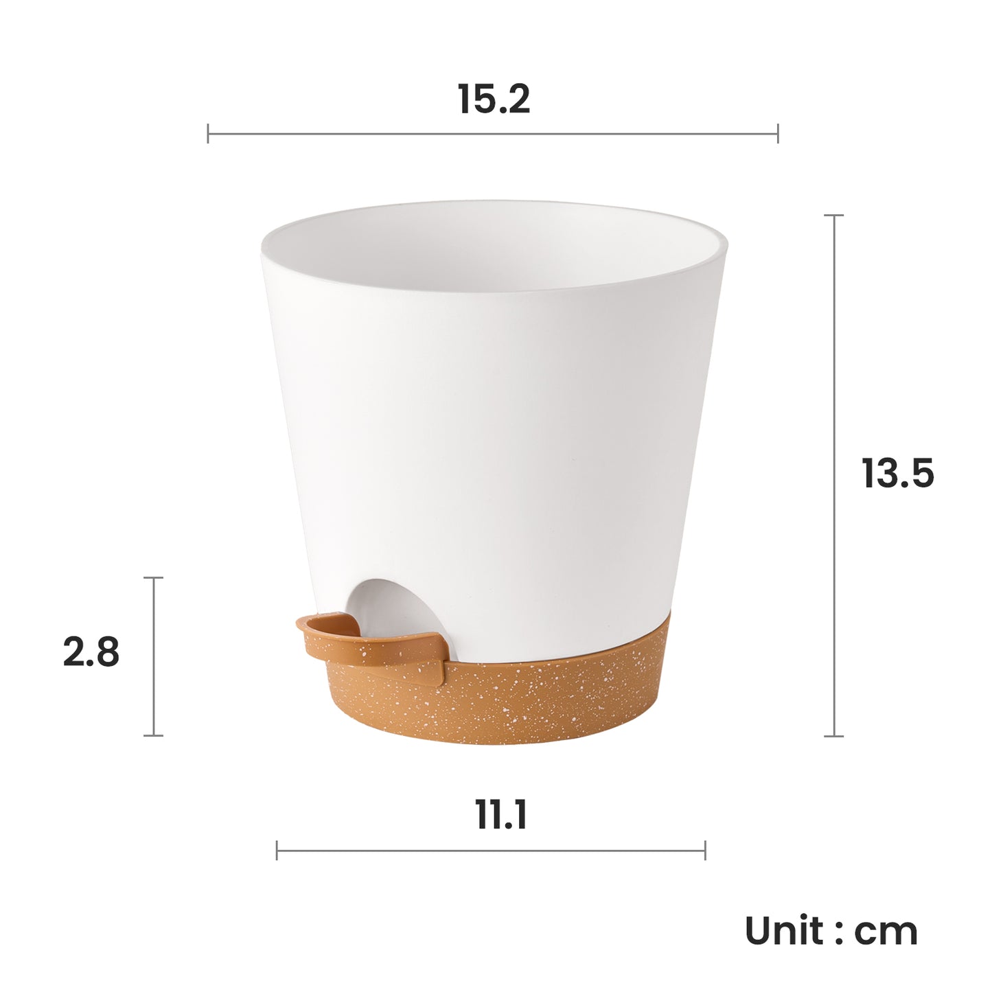 Kunststoff Blumentopf mit Untersetzer (15,2 cm) 6er-Set Plastik Übertopf Kräutertopf mit Mehrere Ablauflöchern,weißer mit braunem Untersetzer