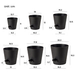 Kunststoff Blumentopf Pflanzentopfs (20,3-17,8-16,5-15,2-14-12,7cm) 6er-Set,Schwarz