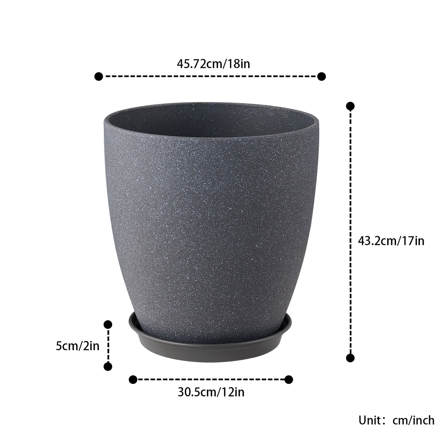 Gardrium Pflanzgefäß für drinnen und draußen, 45,7 cm, 2er-Set, grau