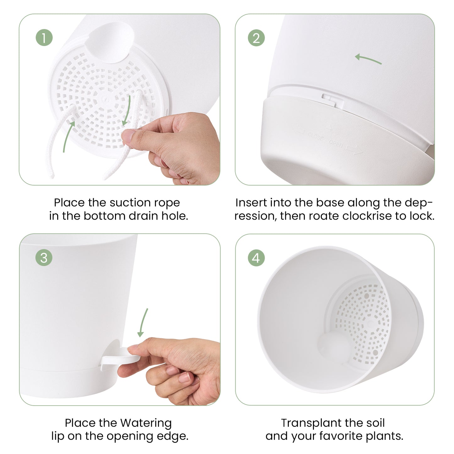 Pflanzentopfs mit Untersetzer (17,8 cm) 3er-Set, Plastik Übertopf Kräutertopf mit Ablauflöchern,weiß