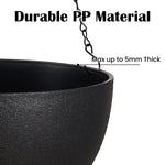 12in Hanging Plant Pot, Plant Flower Pot with Drainage Hole (2-Pack)，Black