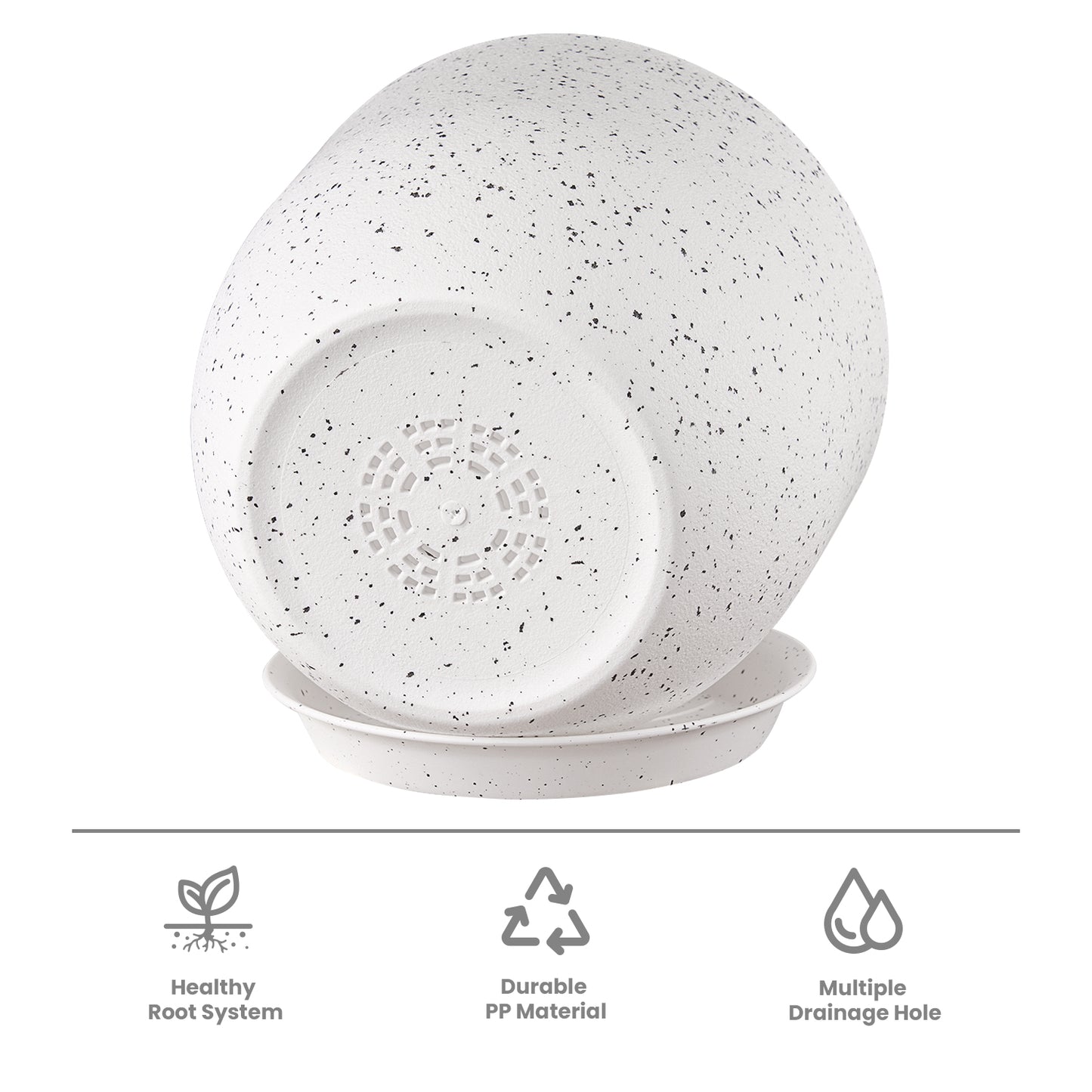 Lot de 3 Pots 30,5/25,4/22,9 cm de Fleurs en Plastique Plantes,Blanc moucheté